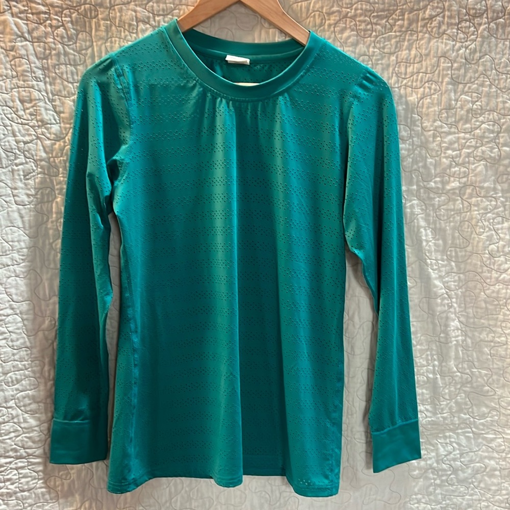 Zyia Teal long sleeve chill shirt.  Size S.